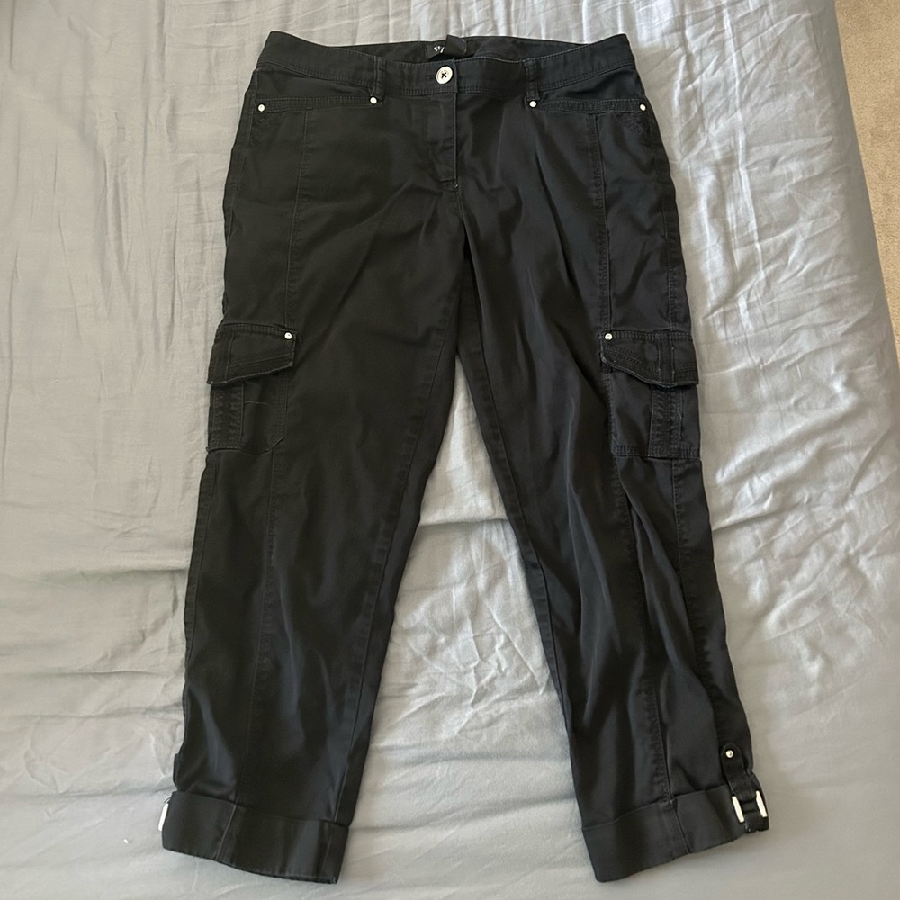 new! y2k vintage white house black market whbm crop leg black rhinestone jeans